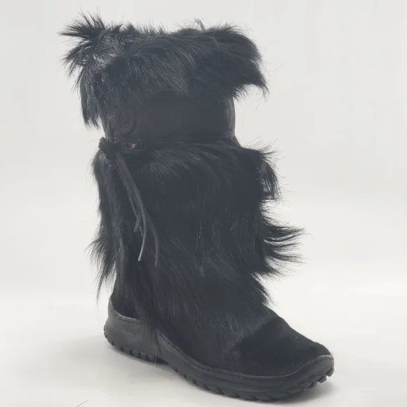 PAJAR Canada Goat Hair Scarlet Shealing Fur Winter & Rain Boots Black Size 10 - Picture 3 of 9